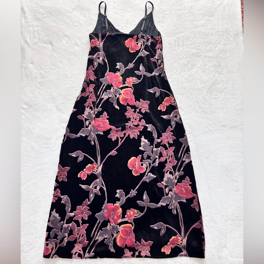 RACHEL ZOE Spaghetti Strap Black Floral Burnout Velvet Midi Slip Dress--NWT--8 - Picture 9 of 14